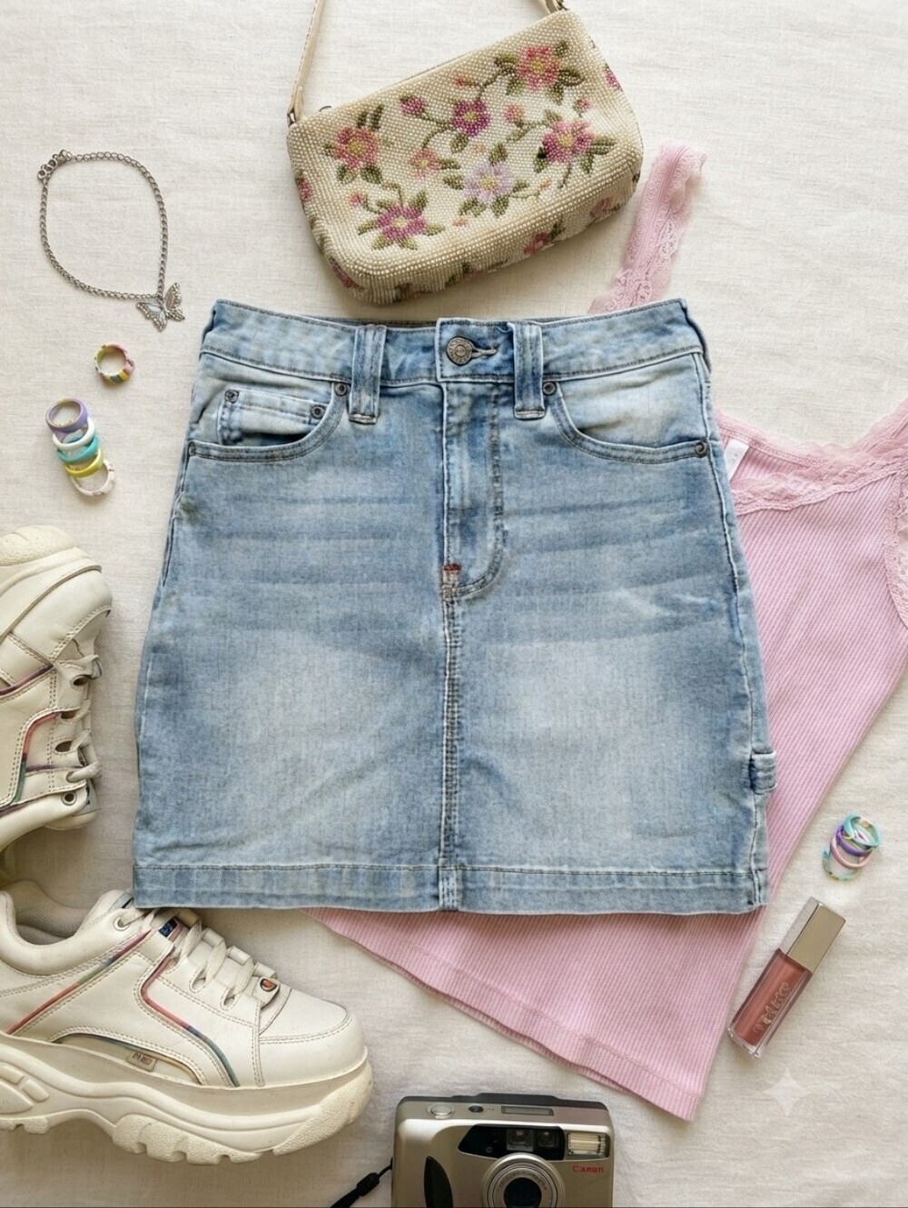 Y2K Dickies Stretch Denim Cargo Mini Skirt